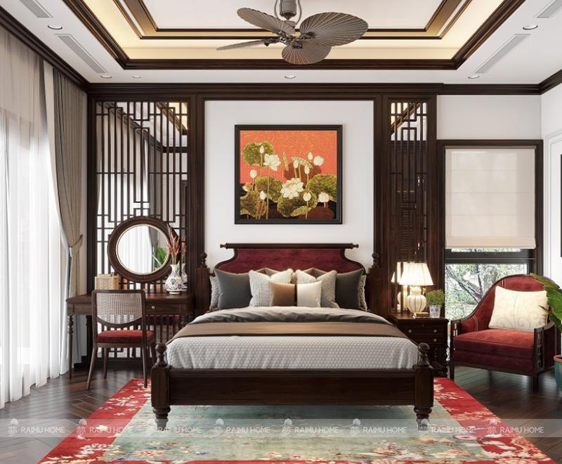 thiết kế phòng ngủ sang trọng theo phong cách Indochine